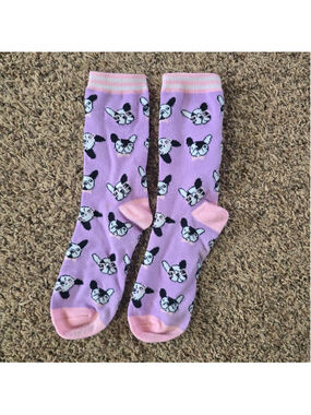 Kids Unbranded Socks One Size Purple Pink French Bulldog